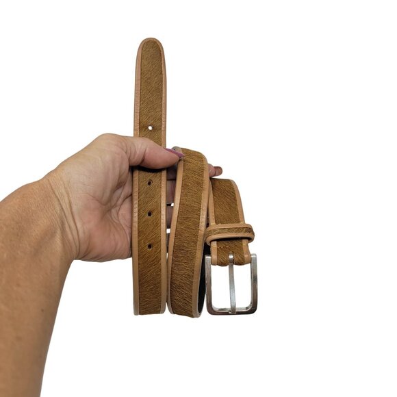 Vtg Liz Claiborne Tan Leather Pony Hair Belt Sz XL Cowgirl Boho Rodeo India - Picture 12 of 12